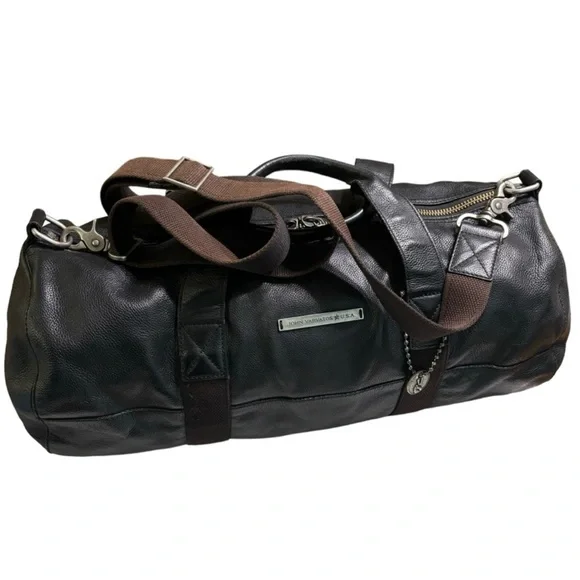 John Varvatos Dark Leather Duffel Bag - Picture 9 of 15